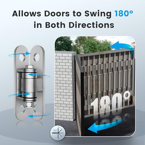 Eatra Large, Heavy Duty Gate Hinges with Sealed Bearings and 8 Screws, Adjustable Yoke Pivot, Suitable for Large Driveway Gates Up to 1100 Pounds, Two Pack, Carbon Black (2pcs Silver) - color: 180 Gate Hinge 2pcs silver