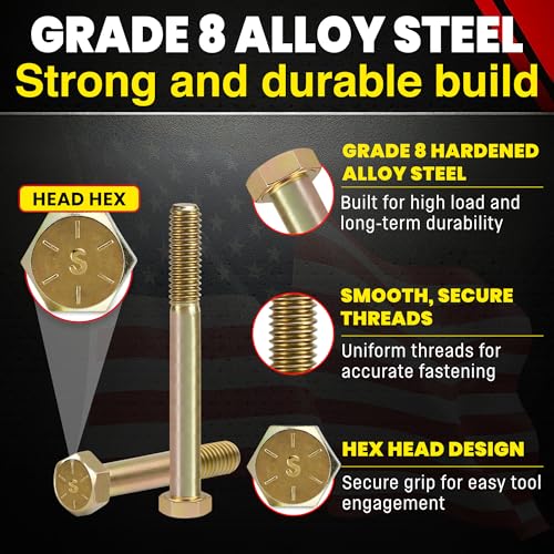 Chenango Supply 1/4-20 x 2 Grade 8 Hex Head Bolts - size: 1/4-20x2 50pcs