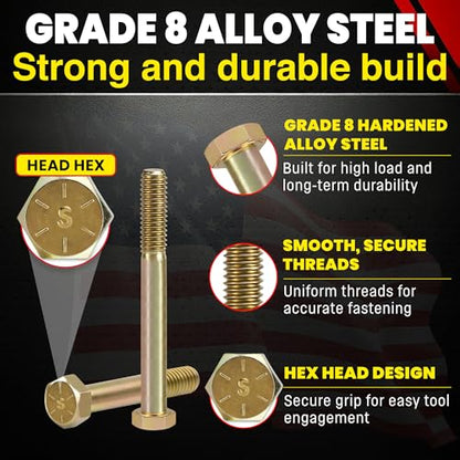 Chenango Supply 1/4-20 x 2 Grade 8 Hex Head Bolts - size: 1/4-20x2 50pcs
