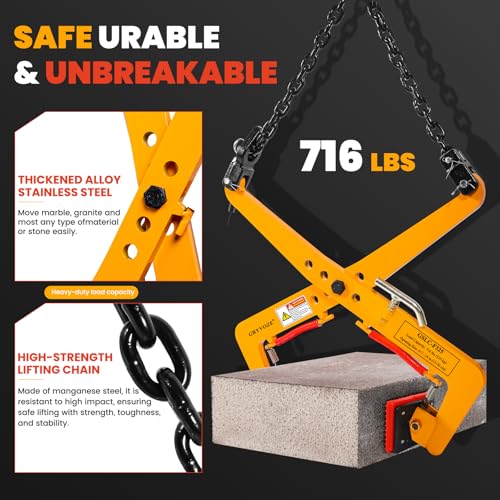 716 lbs Granite Slab Lifting Clamp, 4.7"-14" Adjustable Opening