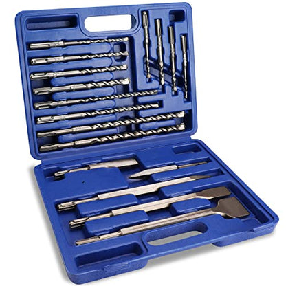 WORKPRO 17-Piece SDS-Plus Rotary Hammer Drill Bit & Chisel Set - size: 17-Piece