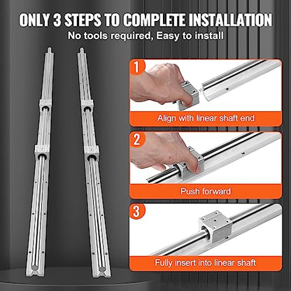 VEVOR Linear Rail Slide SBR16-1500mm 2 PCS and 4 PCS SBR16UU Slide Blocks Linear Guide Rail and Bearings Kit for Automated Machines DIY Project CNC Router Machines - size: SBR 16-1500mm