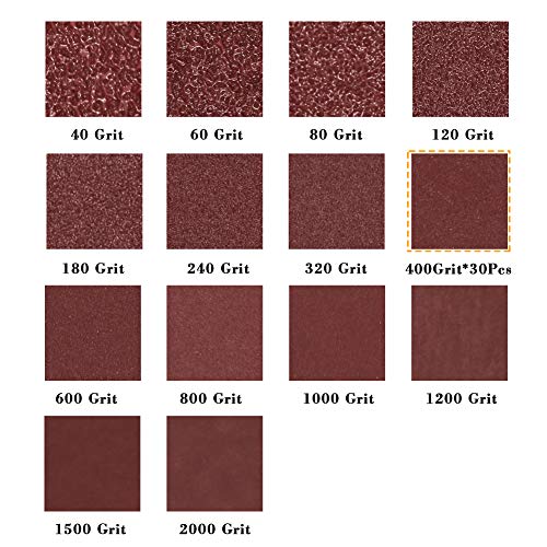 SPEEDWOX 30 Pcs Hook and Loop Triangle Sandpaper 400 Grit 80mm 3-1/8 Inches for Oscillating Multi Tool Detail Sander Sanding Discs Triangle Sanding Pads - style: 400 Grit