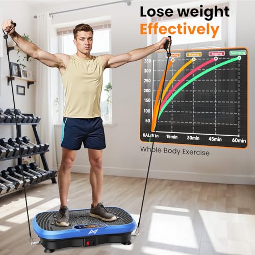 AXV Vibration Plate Exercise Machine Fitness Platform Body Vibrating Board - color: BT.PRO.BLUE