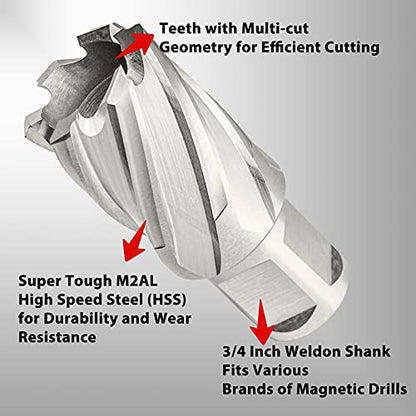 S&F STEAD & FAST Annular Cutter with Pilot Pin 1" x 1" Depth, Mag Drill Bit - size: 1" x 1"