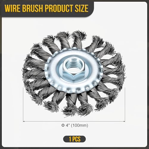 DTGN 4 Inch Wire Wheel Brush for Grinder, 5/8"-11 Arbor - size: 4 inch
