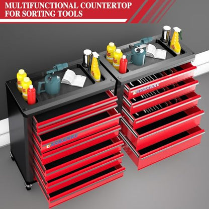 LARBANKE 12-Drawer Rolling Tool Chest with Wheels,Lockable Tool Cabinet - color: Red, size: 12 drawer tool chest