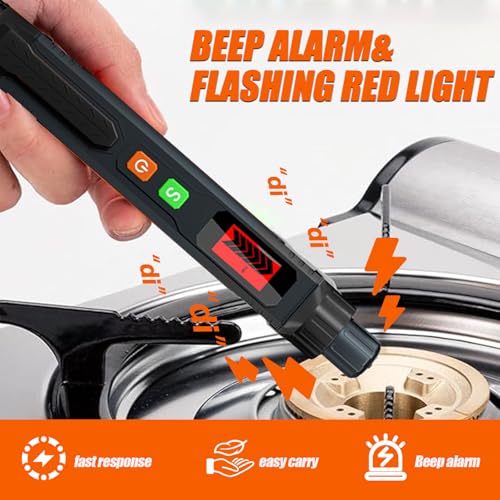 Natural Gas Leak Detector with Audible & Visual Alarm - style: Blcak