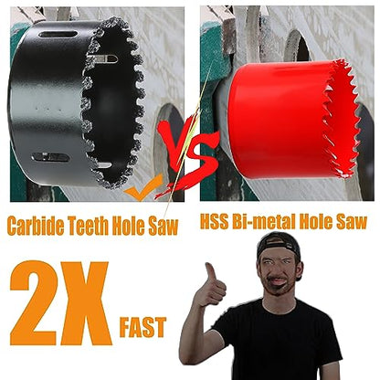 6” Carbide Grit Hole Saw Cutting Air Brick Stucco Hardy Plank Drywall Cement Board with Pilot Drill Bits Up to 3X Long Life - color: 6"(152mm)
