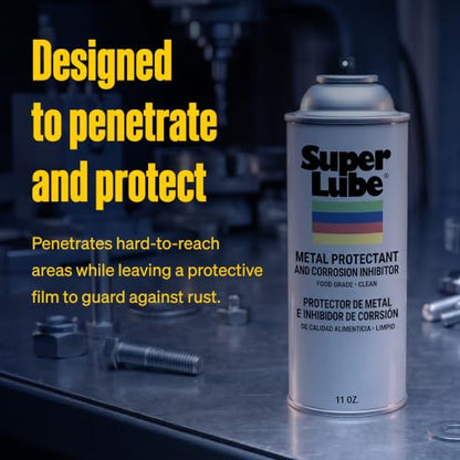 Super Lube Metal Protectant & Corrosion Inhibitor - Aerosol Spray - Anti-Rust & Anti-Corrosion - NSF Food Grade Lubricant - Marine & Industrial - Moisture Displacing Lubricant - 11 oz Aerosol (83110)