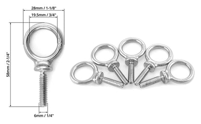 QWORK Eye Bolt, 20 Pack 1/4" - 20 x 1 Marine Grade Stainless Steel Lifting Ring Threaded Eyebolt Machinery Shoulder Eyebolts - color: 20 Pack, size: 1/4" - 20 x 1"