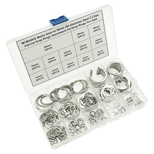 240PCS Metric 8-30mm 304 SS Internal Snap Rings C-Clips Kit