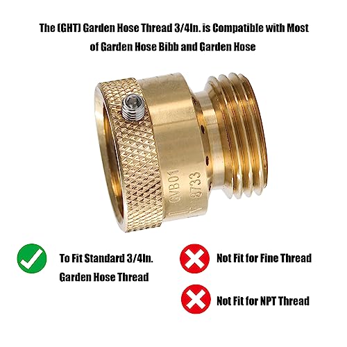 3 Pack SUNROAD Lead-Free Brass 3/4" Inch MHT Hose Bibb Connector Backflow Preventer Vacuum Breaker,Check Valve For Garden Spigot RV Hose Connection,Anti-Siphon Fitting with extra set screws