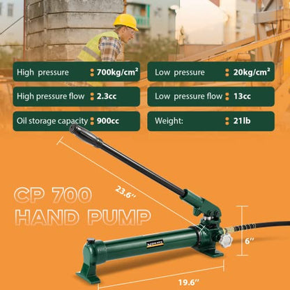 Newhai 30T Hydraulic Ram Kit & CP-700 Hand Pump, 2" Stroke Auto Retraction - style: 30 ton Jack+cp700 Pump