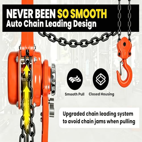6 Ton Industrial Chain Fall, Manual Lever Hoist with 10FT G80 Carbon Steel Chain, Double-Pawl Brake, Lever Chain Hoist for Unpowered Lifting