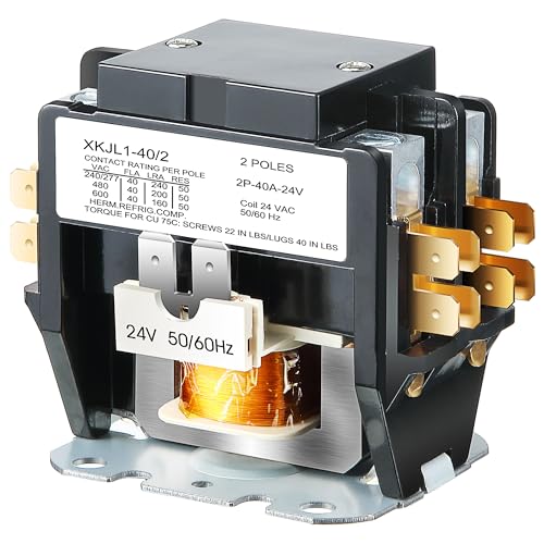 Dreyoo 1 Pcs 24V Coil 40A 2 Pole Air Conditioner Contactor HVAC Contactor