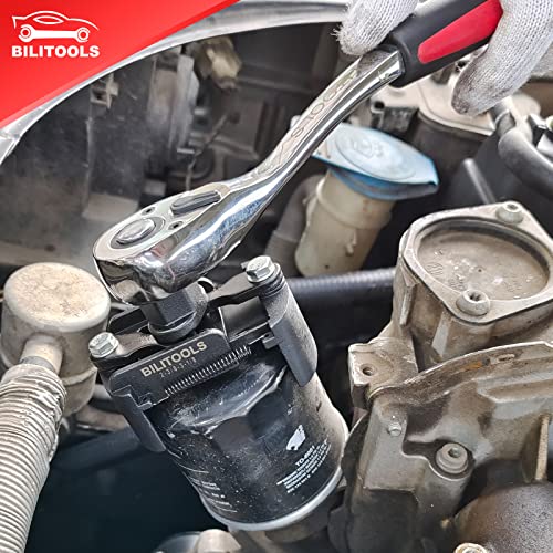 BILITOOLS Universal Adjustable Oil Filter Wrench with Auto-Clamp Spring - size: 80-105mm