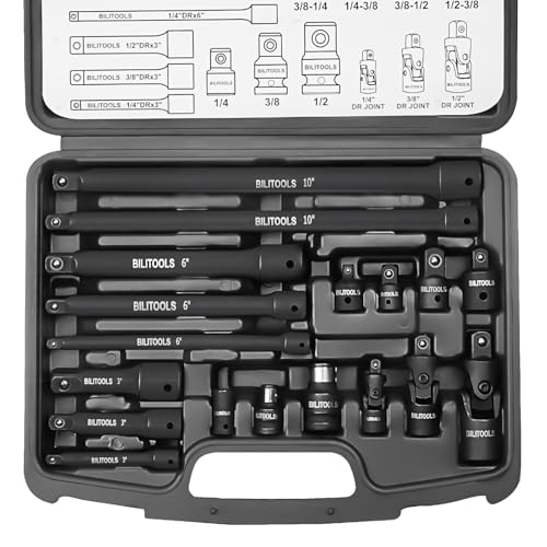 BILITOOLS 18Pcs Impact Socket Extension Set, Socket Adapter & U-Joint Kit - style: Drive Tool Accessory Set