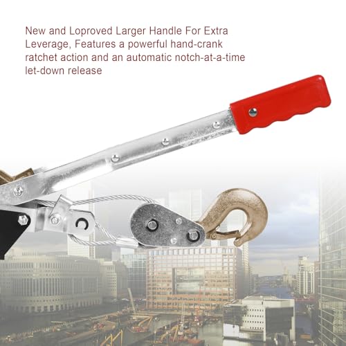 BIG RED Come Along Winch, 2 Ton (4000 Lbs) Pulling Capacity, 11ft 2 Hooks - size: 2 ton