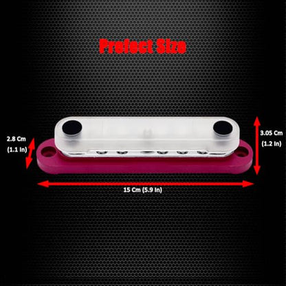 Ampper 3 x M6 Post Power Distribution Block BusBar 10 M4 Screws, 5.9" Red - color: Red, size: 3M6+10M4
