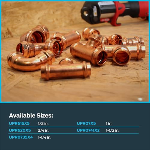 SharkBite 1 Inch Copper Press x 1 Inch FTG 45 Degree Street Elbow, Plumbing Fitting, Pack of 5, UPR07X5 - size: 1 in. x 1 in., 5 Pack