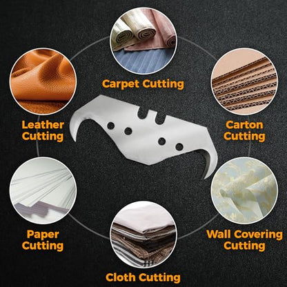 100PCS Utility Hook Blades, SK5 Carbon Steel Super Big Hook Trimming Blades, Safety Horn Knife Blade for Wallpaper, Cutting Carpets, Roofing, Industry Materials - color: 100pcs