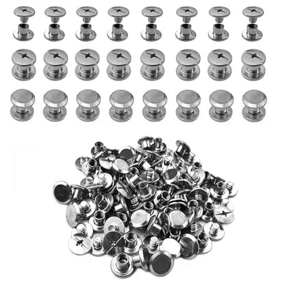 IDEALSV 304 Stainless Steel Chicago Screws 200 Pcs (100 Sets) Leather Rivets Screw Rivets Phillips Head Leather Bag, Book and Photo Album Binding Chicago Rivets Kits M5x4mm - size: M5*4mm