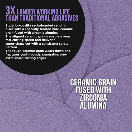 Dura-Gold Premium 100 Grit 6" Purple Film Ceramic Sanding Discs, Box of 50 - style: 100 Grit