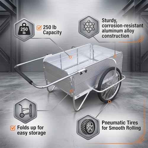FarmTek Aluminum Fold-Up Utility Cart – 250 lb Capacity