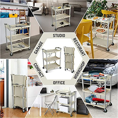 Olympia Tools 89-351 Pack-N-Roll Folding Collapsible Service Cart, 150LB Capacity, White - color: White, size: 150LB