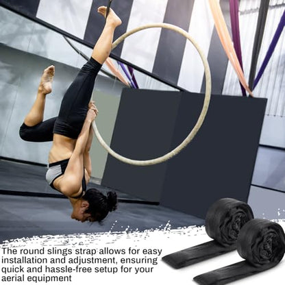 Fabbay 4 Pcs 6.6 Feet Endless Round Slings Polyester Lifting Straps, Black