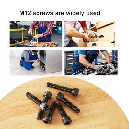 M12-1.75 x 20mm 6pcs Hex Socket Head Cap Screws Bolts, 12.9 Grade Alloy Steel, Black Oxide Finish, Metric Allen Drive, Full Thread - size: M12x20mm(6PCS)