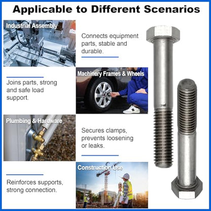 10 Pack 5/8-11 x 4'' Hex Head Cap Screw Bolt Stainless Steel 304 - size: 5/8-11 x 4''