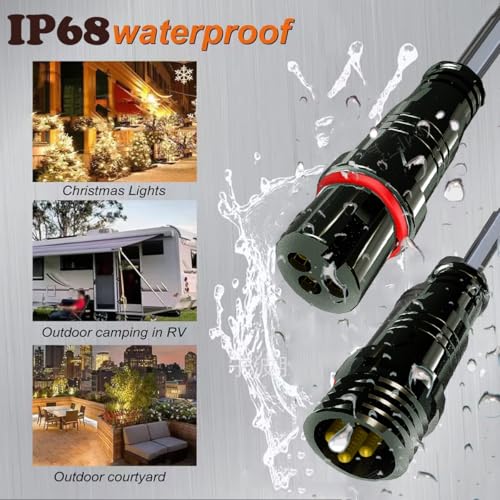 Waterproof Connectors 3 Wire, 20AWG Male Female Plug LED Connector with 3Pin, IP68 20CM Extension Cable for Car, Truck, Boat, LED Strip Lights, (5Pairs) - size: 20AWG 3pin waterproof connector