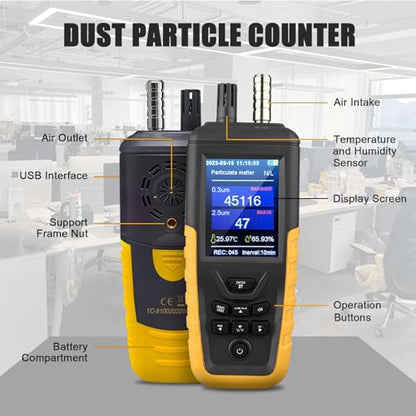 Dust Particle Counter, High Sensitivity PM0.3/2.5/10 Air Quality Monitor