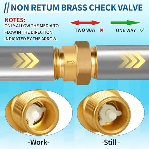 1/2'' NPT Lead-Free Brass RV Camper Water Heater Check Valve, Male to Male - style: Male to Male