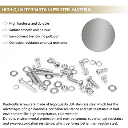 542 Pieces M3 x 6/8 /12/16 /20/25 /30mm Phillips Pan Head Machine Screws Nuts Washers Assortment Kit, 304 Stainless Steel, Fully Machine Thread - size: M3, style: Phillips Pan Head
