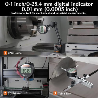 0-1"(0-25mm)/0.0005"(0.01mm) Digital Dial Indicator,Inch/MM Switch