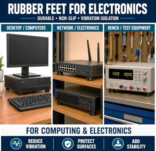 1-1/4" Diameter x 1/2" Tall Rubber Feet for Speakers, Amplifiers, Audio Equipment, Benchtop Electronics & Equipment, Vibration Isolation, 12 Pack