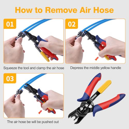 Air Line Removal Tool with 8Pcs Male Elbow Push to Connect Fittings