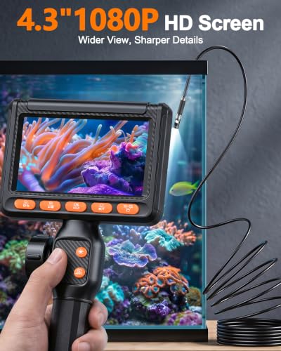 0.24“ Ultra-Slim Borescope, Two-Way&Dual Lens Endoscope,1080P Borescope Camera with Light, 210° Articulating Inspection Camera,TF Card, IP67 Waterproof,5FT Snake Camera for Automotive Engine