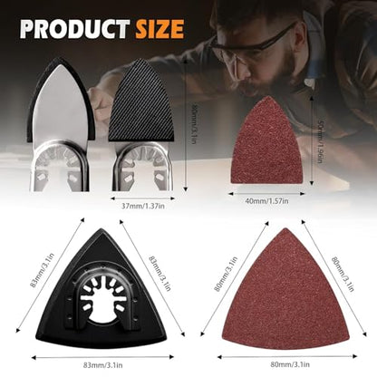 156Pcs Oscillating Tool Sanding Pads Kit, 3Pcs Triangle Sanding Pads and 3Pcs Finger Sanding Pad, 150Pcs Multitool Sandpaper Set, Grit Fit for Finishing Wood Sanding - size: 156pcs Triangle and Finger Sanding Pads