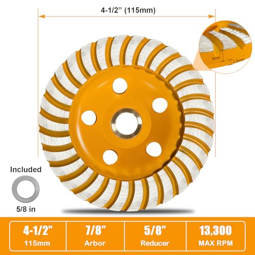 4.5” Turbo Diamond Grinding Cup Wheel, Concrete Grinding Wheel - style: Segment Turbo
