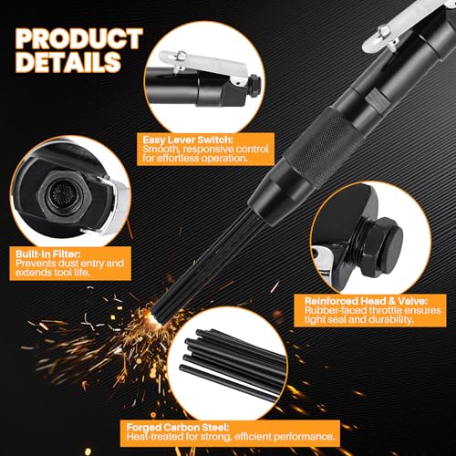 MAOPINER Compact Air Needle Scaler, Pneumatic Rust & Paint Removal Tool
