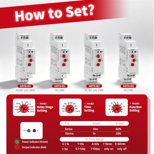 16A Multifunction Time Relay with 10 Function Choices AC230V Relay(GRT8-M2,AC230V) - size: GRT8-M2,A230