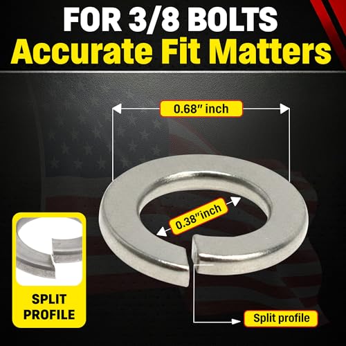 Chenango Supply Stainless 3/8 Lockwashers, 304 Stainless Steel - size: 3/8 LOCKWASHER