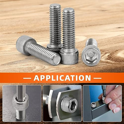M5-0.8 x 25mm Socket Head Cap Screws, Stainless Steel 18-8 (304), Allen Socket Drive, Full Thread, Bright Finish, 50 PCS - size: M5 x 25mm