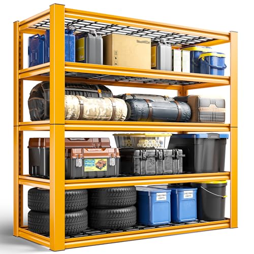 REIBII Storage Shelves, 40''W Garage Shelving, Heavy Duty Metal Shelving 2000LBS, Metal Shelves 5 Tier Industrial Shelf for Kitchen Pantry Warehouse Basement 72" H x 40''W x 17.8''D, Yellow - size: 72"H x 17.8"D x 40"W