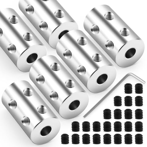 6Pcs 4mm to 4mm Rigid Shaft Coupling, Steel Set Screw Type Motor Shaft Connector Joint for Mechanical Motor Accessories - size: 4mm to 4mm