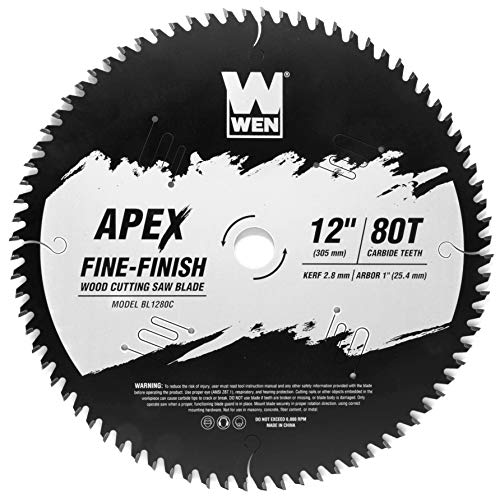 WEN BL1280C Apex 12-Inch 80-Tooth Carbide-Tipped Fine-Finish Industrial-Grade Woodworking Saw Blade with Cool-Cut Coating - style: Premium